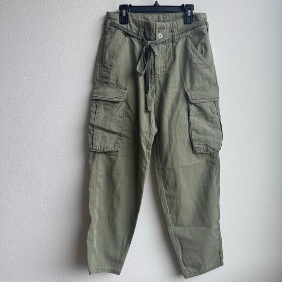 NWT Free People Desert Cargo Pants High Rise Ankle Belted Cotton Womens Size 25 - Picture 2 of 6